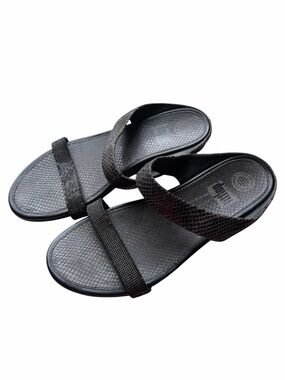 FitFlop Black Comfort Sandals Rhinestone Strap Slip On Size 10